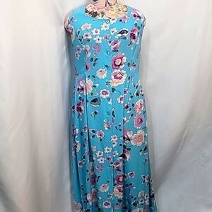 *VINTAGE* ARTHÉA Sarah Polster Floral 100% Rayon Viscose Sleeveless Maxi Button